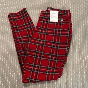 Tommy Hilfiger Red and Black Plaid Trousers